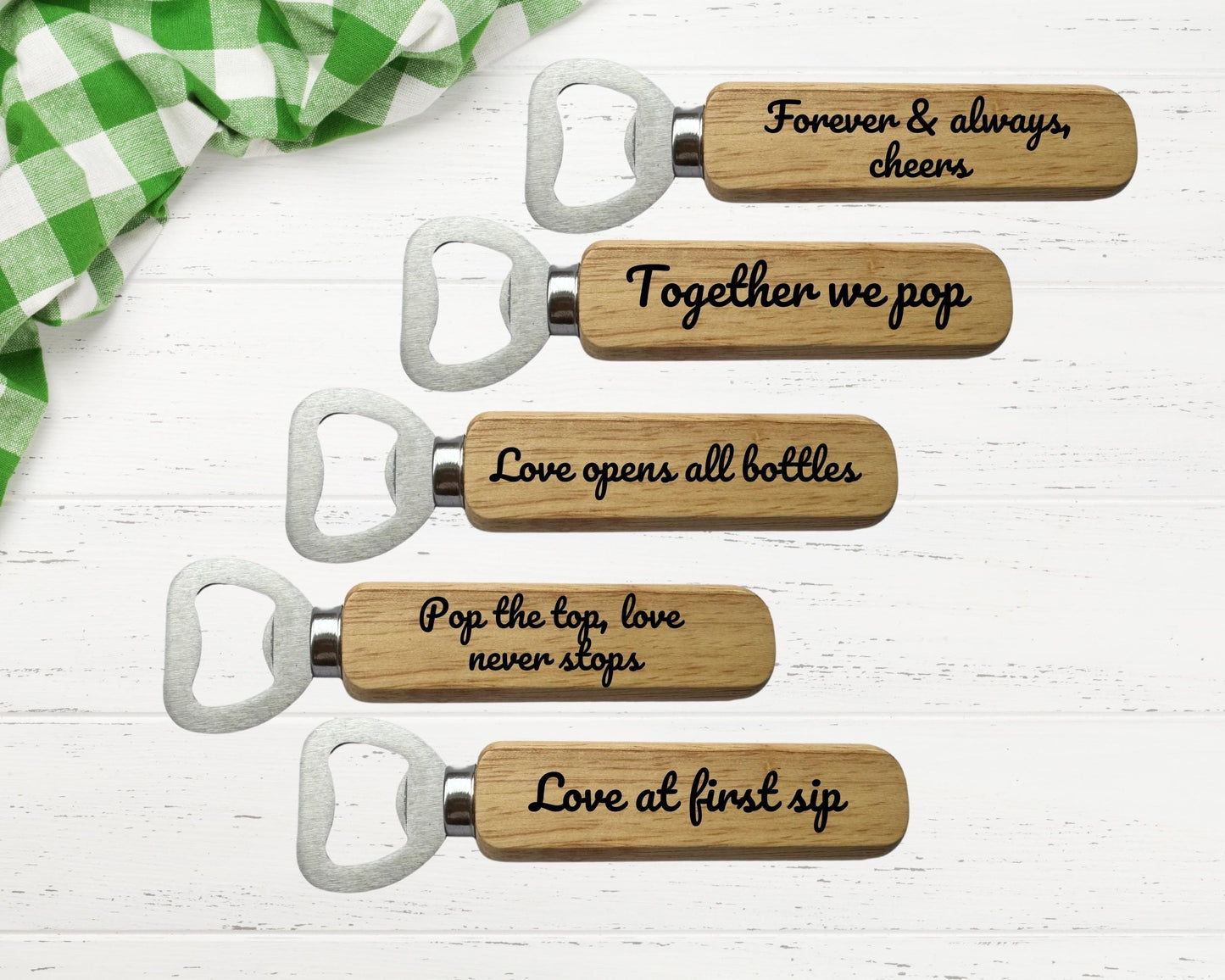 Laser Engraved Wooden Bottle Opener – Custom Personalized
