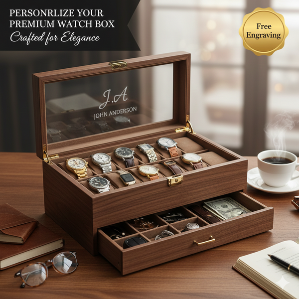 Personalized Engraved Wooden Watch Box - alternate view