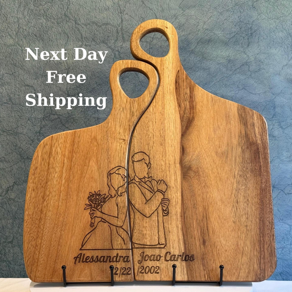 Custom Engraved Acacia Cutting Board for Couples