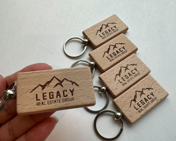 Custom Engraved Wooden Keychain - alternate view