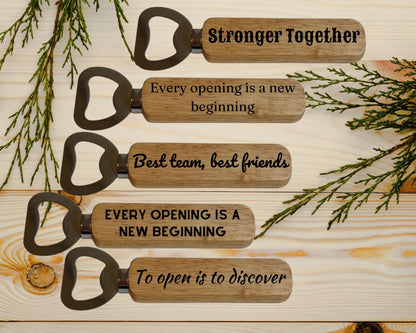 Laser Engraved Wooden Bottle Opener – Custom Personalized