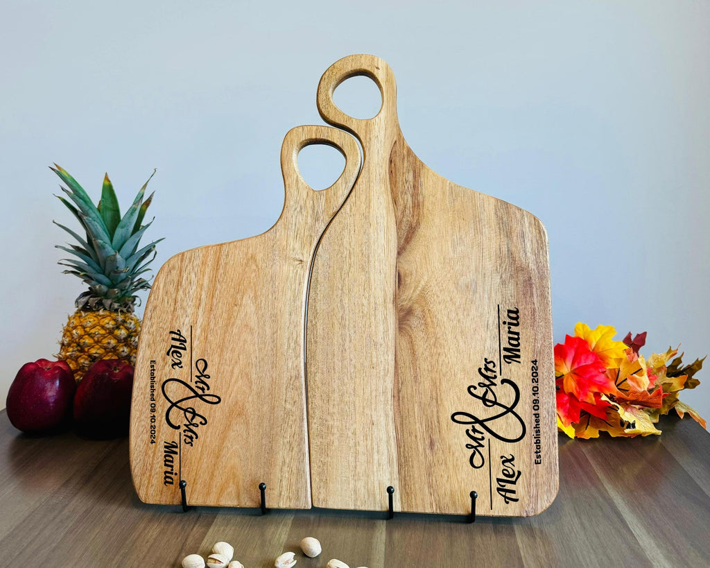 Couples Gift, Personalized Cutting Board Wedding Gift, Acacia Charcuterie Board, Engraved Board, Custom Wooden Gift, Unique Valentines Gift