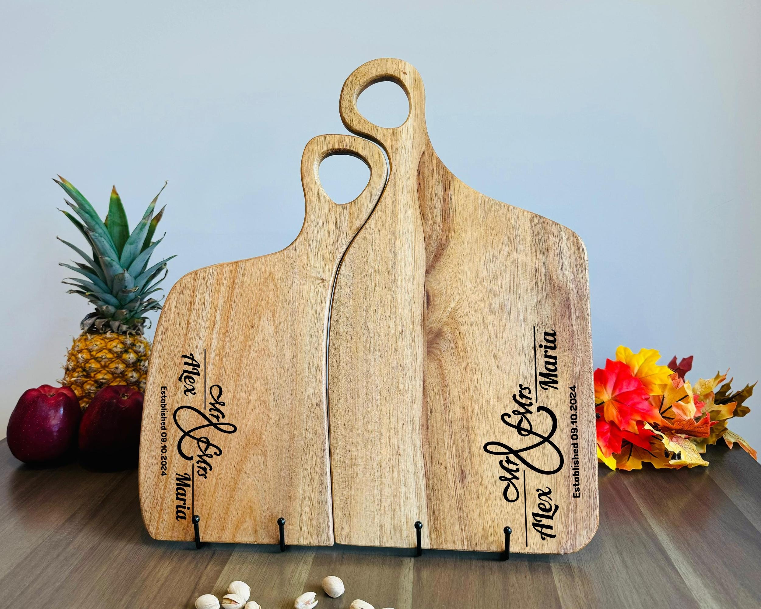 Couples Gift, Personalized Cutting Board Wedding Gift, Acacia Charcuterie Board, Engraved Board, Custom Wooden Gift, Unique Valentines Gift