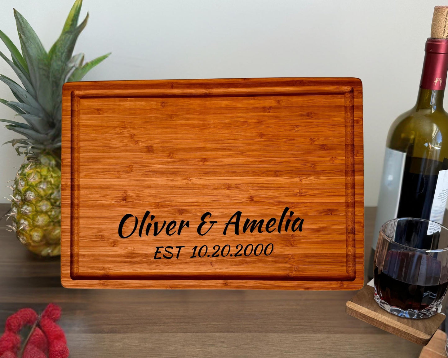 Bamboo Wooden Cutting Board - Personalized Laser Engraving Cutting Board for Wedding Gift, Mothers Day, Kitchen Board Customized Gift