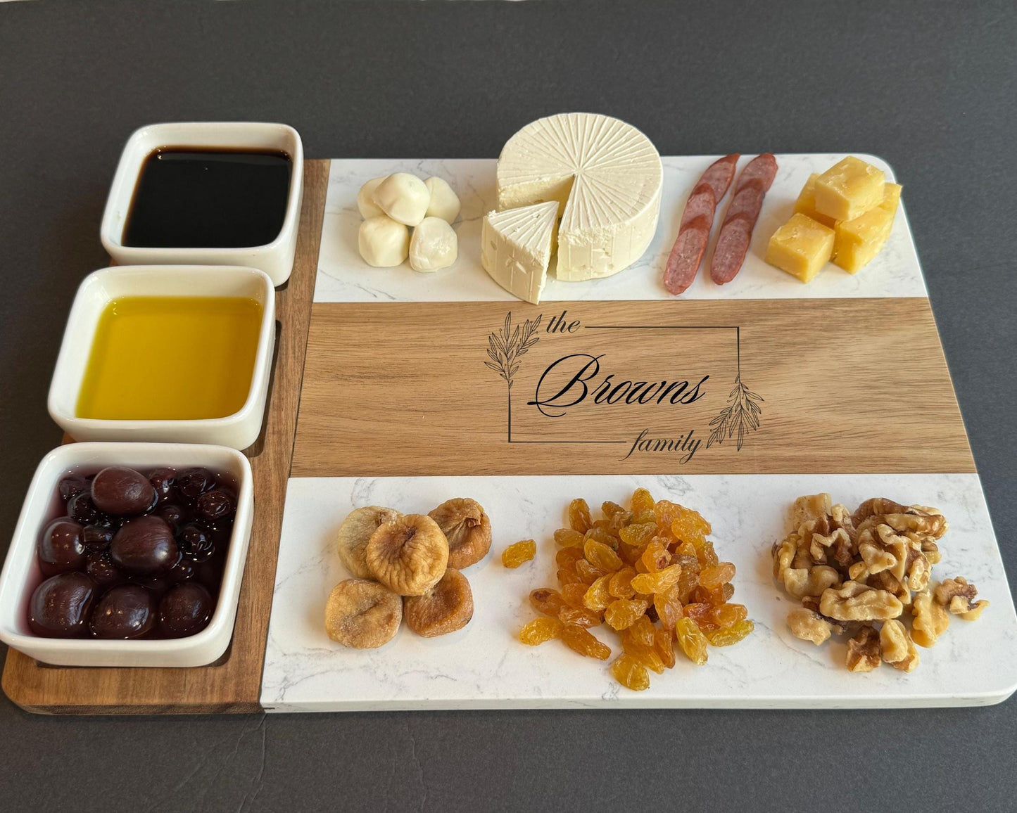 Marble Wood Cutting Board with Coasters, Mothers Day Gift Personalized Cheese Cutting Board, Unique Gifts for Her Custom Gift for Grandma