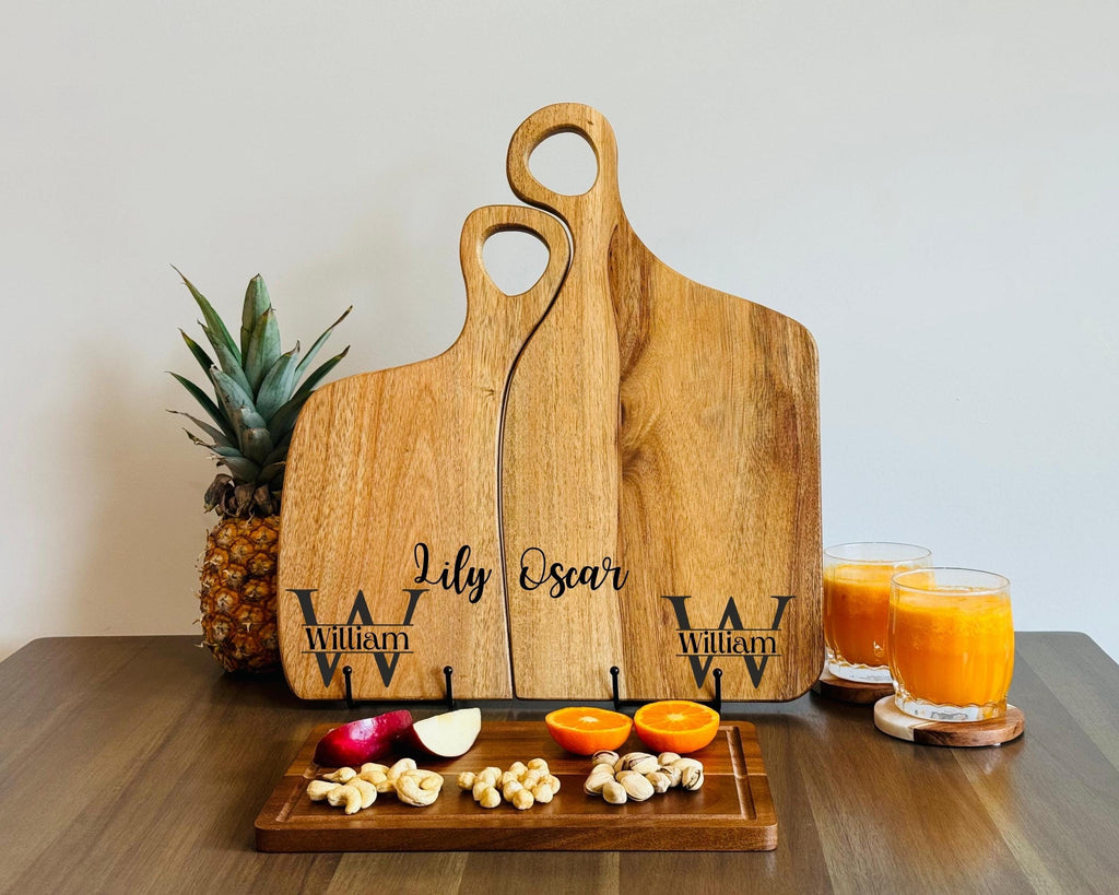 Couples Gift, Personalized Cutting Board Wedding Gift, Acacia Charcuterie Board, Engraved Board, Custom Wooden Gift, Unique Valentines Gift