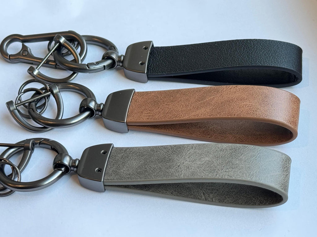 Personalized Leather Keychain, Custom Engraved Leather Keychain Gift for Home Car Office, Unique Gifts for Him Mom Dad Friend Brother Father