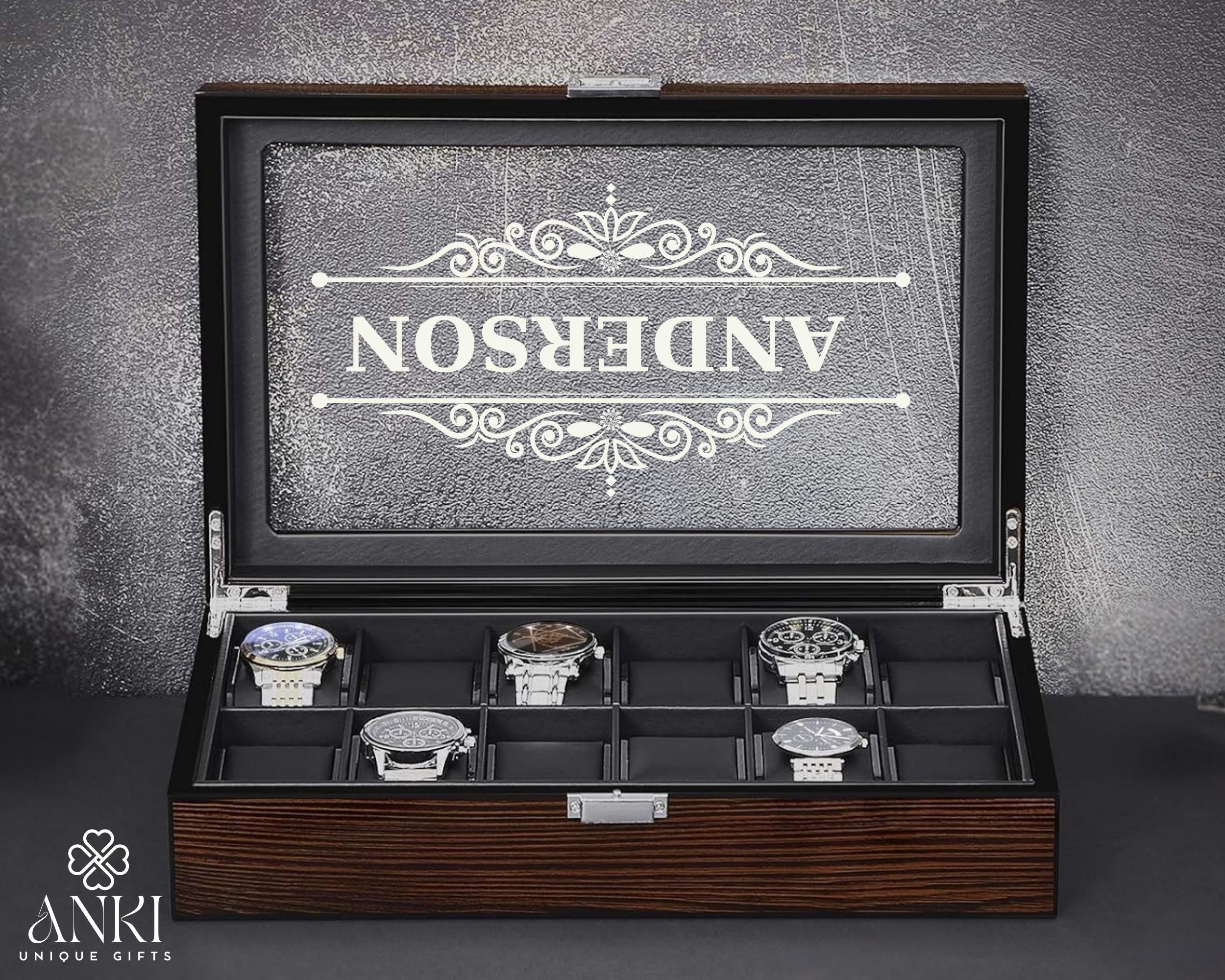 Custom Watch Box For Men, Personalized Gift for Him, Personalized Watch Case, Gifts for Him Husband Teachers, Custom Fathers day Gift