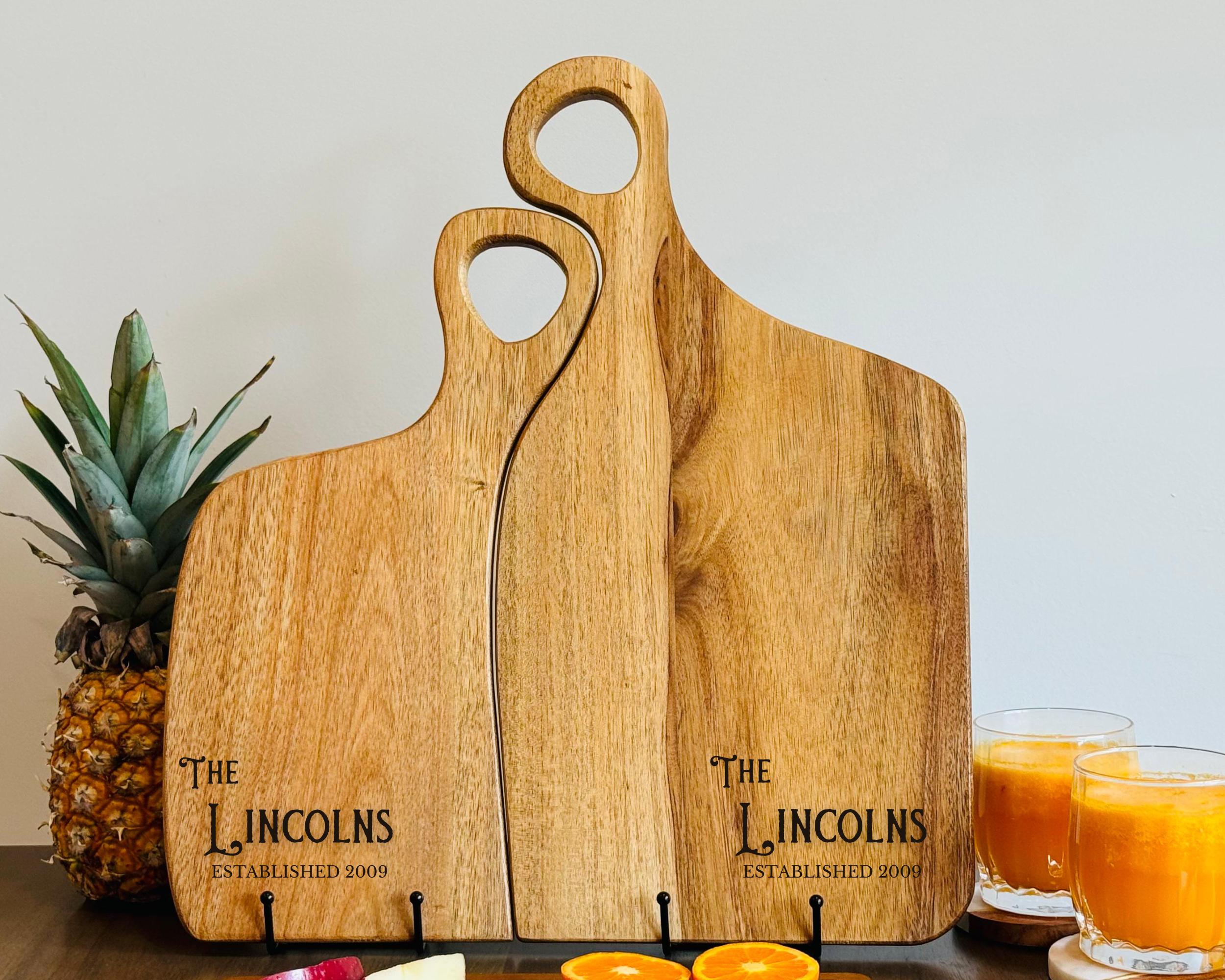 Couples Gift, Personalized Cutting Board Wedding Gift, Acacia Charcuterie Board, Engraved Board, Custom Wooden Gift, Unique Valentines Gift
