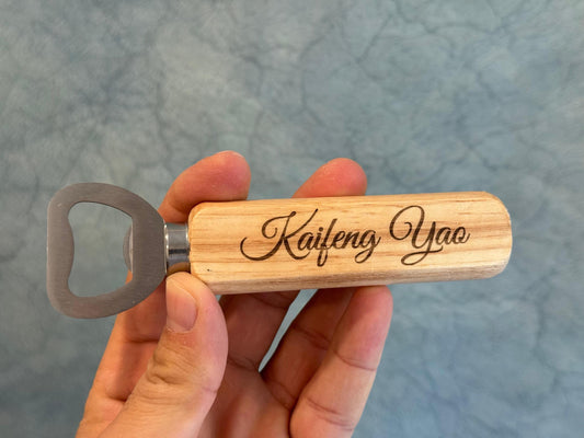 Laser Engraved Wooden Bottle Opener – Custom Personalized