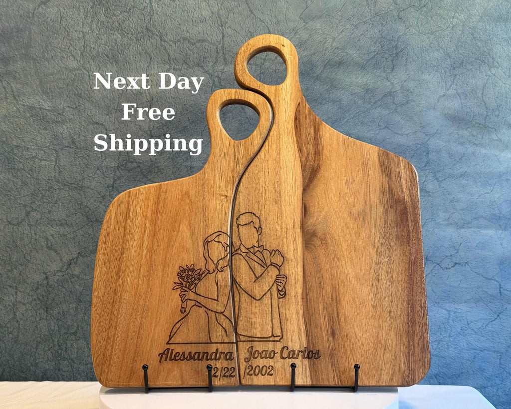 Couples Gift, Personalized Cutting Board Wedding Gift, Acacia Charcuterie Board, Engraved Board, Custom Wooden Gift, Unique Valentines Gift