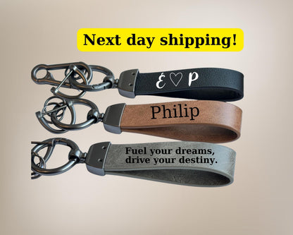 Custom Engraved Leather Keychain