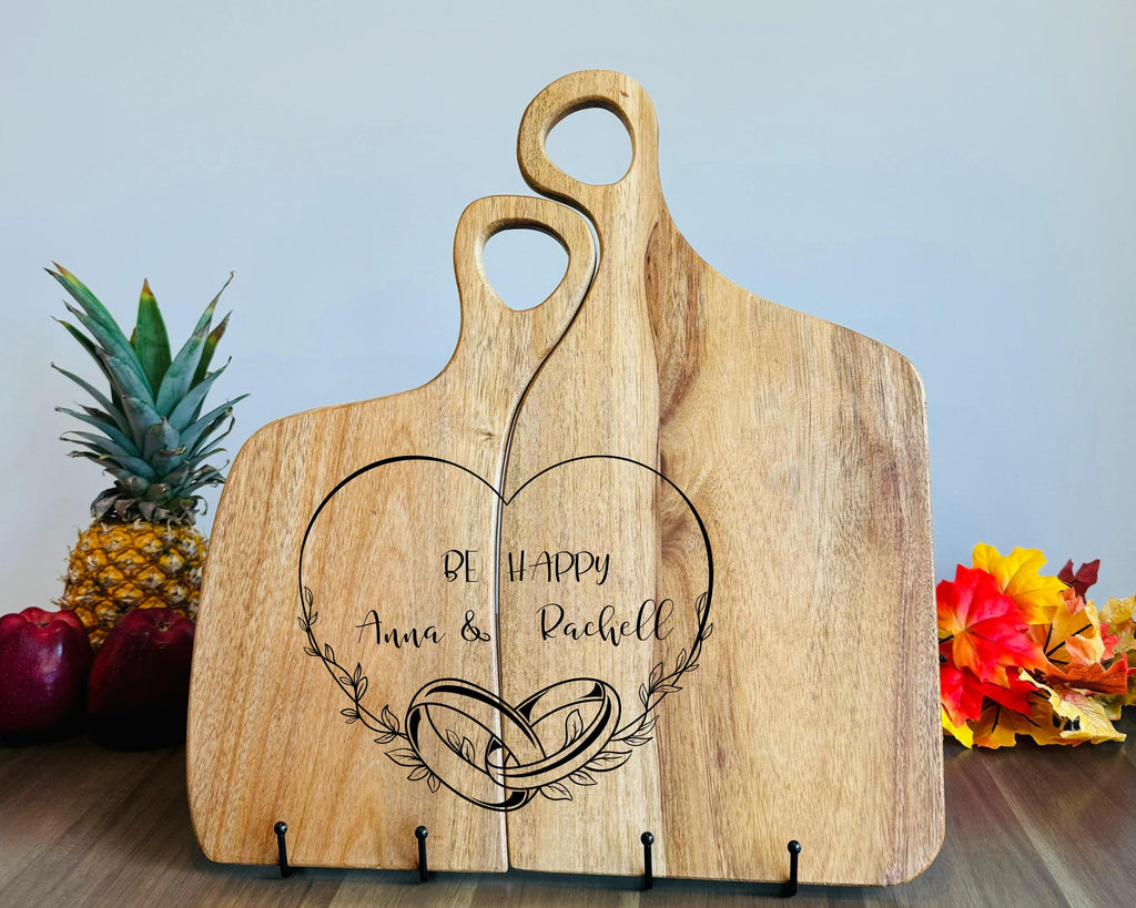 Couples Gift, Personalized Cutting Board Wedding Gift, Acacia Charcuterie Board, Engraved Board, Custom Wooden Gift, Unique Valentines Gift