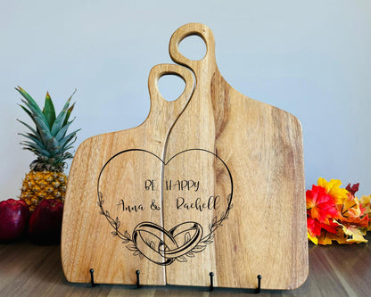 Custom Engraved Acacia Cutting Board for Couples
