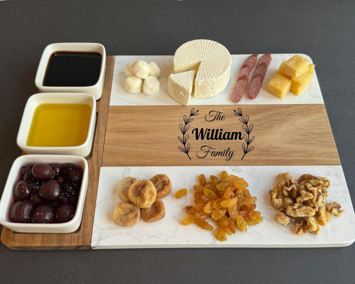 Personalized Marble Wood Cutting Board with Coasters Cheese Cutting Board, Mothers Day Gift Unique Gifts for Her Custom Gift for Mom Grandma