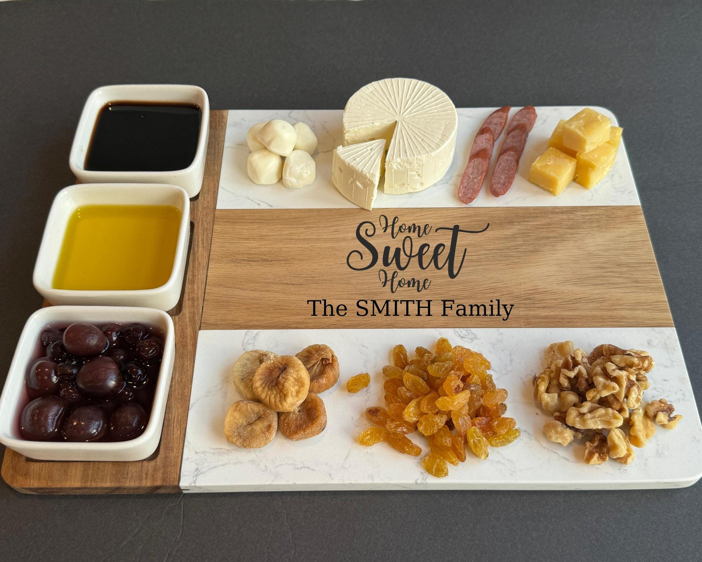 Personalized Marble Wood Cutting Board with Coasters Cheese Cutting Board, Mothers Day Gift Unique Gifts for Her Custom Gift for Mom Grandma