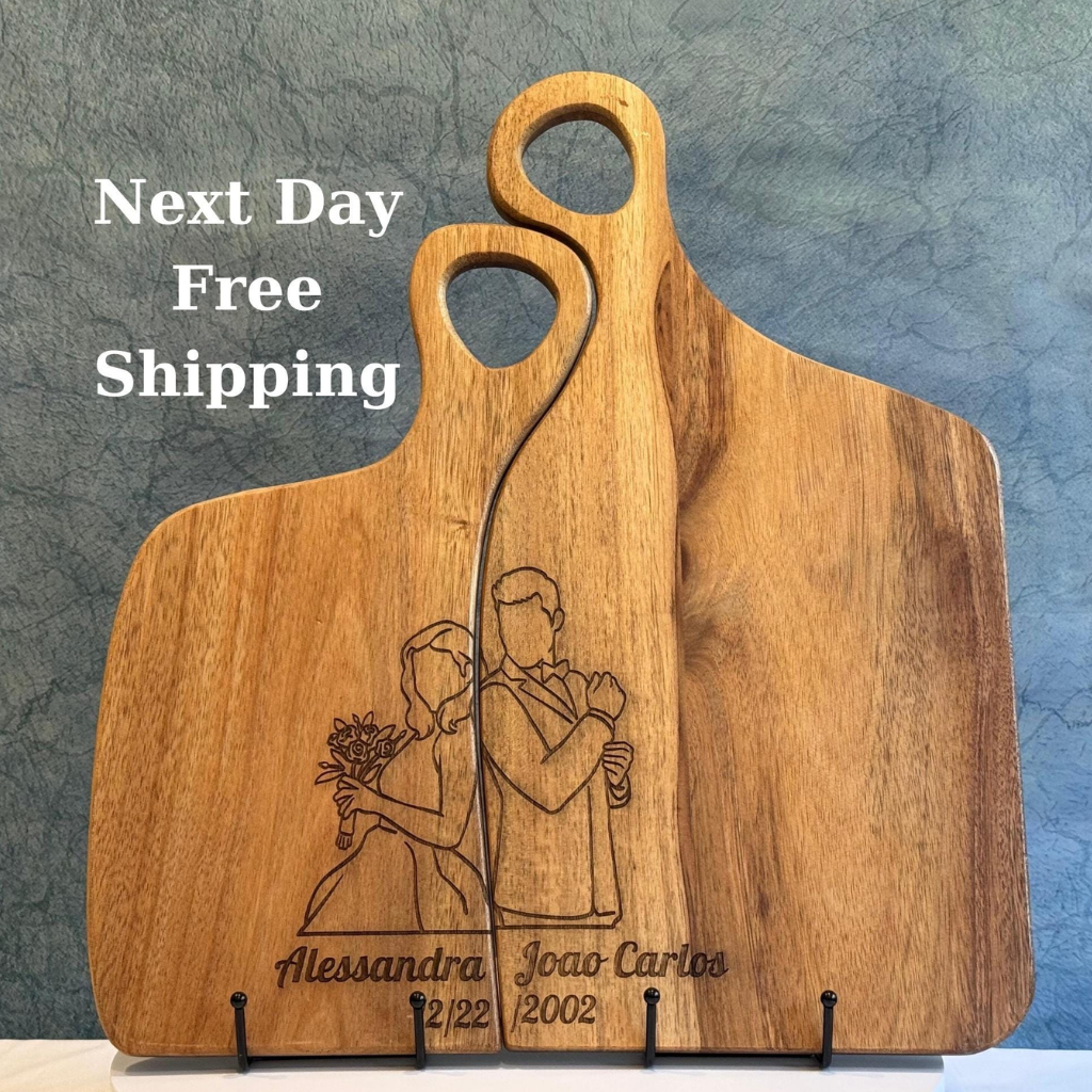 Couples Gift, Personalized Cutting Board Wedding Gift, Acacia Charcuterie Board, Engraved Board, Custom Wooden Gift, Unique Valentines Gift