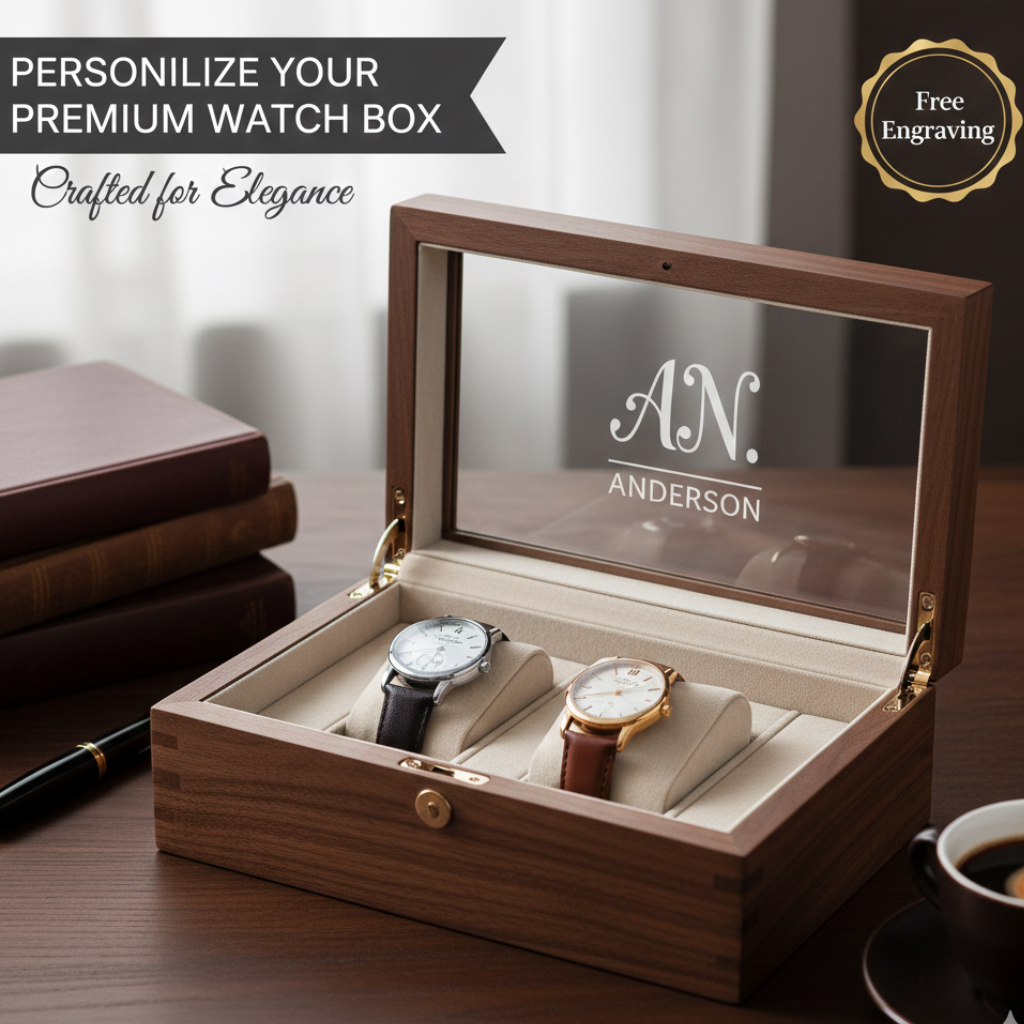 Custom Watch Box For Men, Personalized Gift for Him, Personalized Watch Case, Gifts for Him Husband Teachers, Custom Fathers day Gift