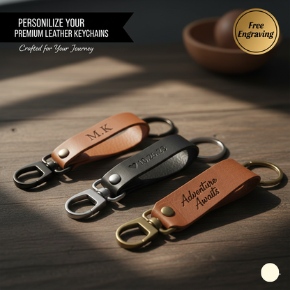 Custom Engraved Leather Keychain