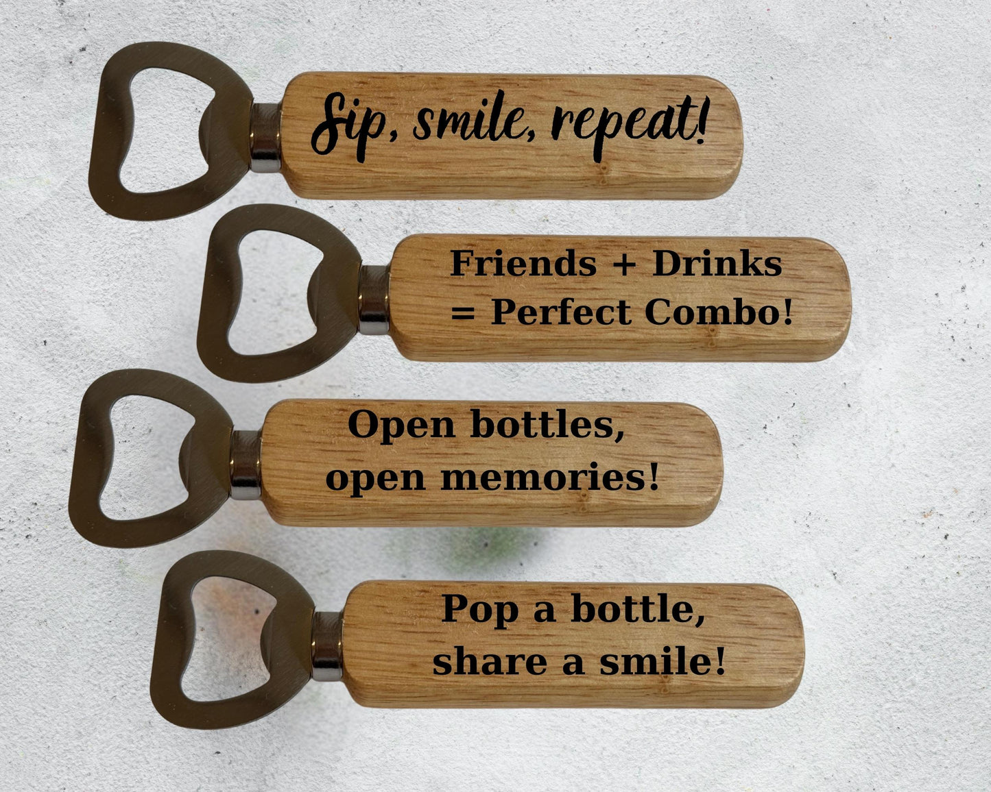 Laser Engraved Wooden Bottle Opener – Custom Personalized