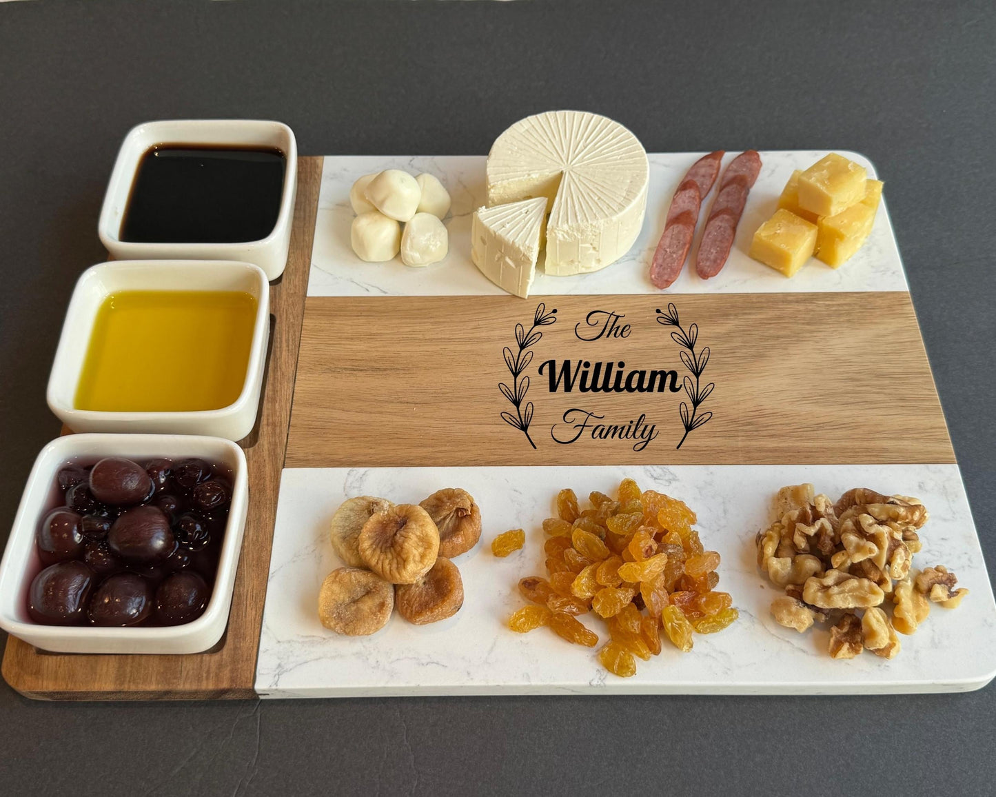 Marble Wood Cutting Board with Coasters, Mothers Day Gift Personalized Cheese Cutting Board, Unique Gifts for Her Custom Gift for Grandma