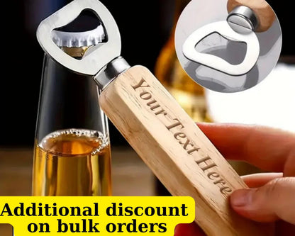 Laser Engraved Wooden Bottle Opener – Custom Personalized