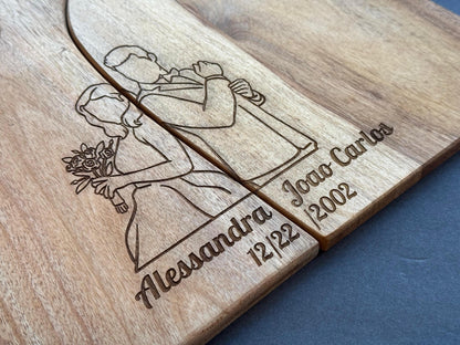 Custom Engraved Acacia Cutting Board for Couples