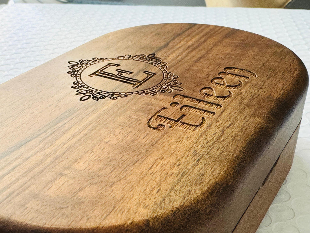 Custom Engraved Jewelry Box, Walnut Jewelry Organizer